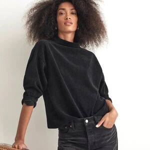 Nwt Madewell Ribbed Jacquard Funnel Neck Top size medium in black
